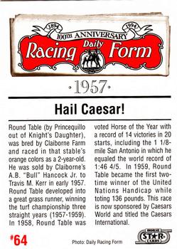 1993 Horse Star Daily Racing Form 100th Anniversary #64 Round Table Back